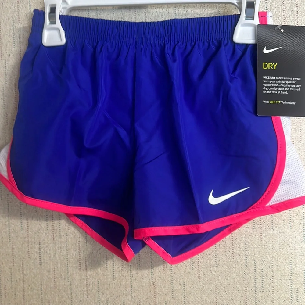 Nike Little Girls’ Tempo Shorts: BLUE/PINK: NWT: SZ 6X - Picture 1 of 4